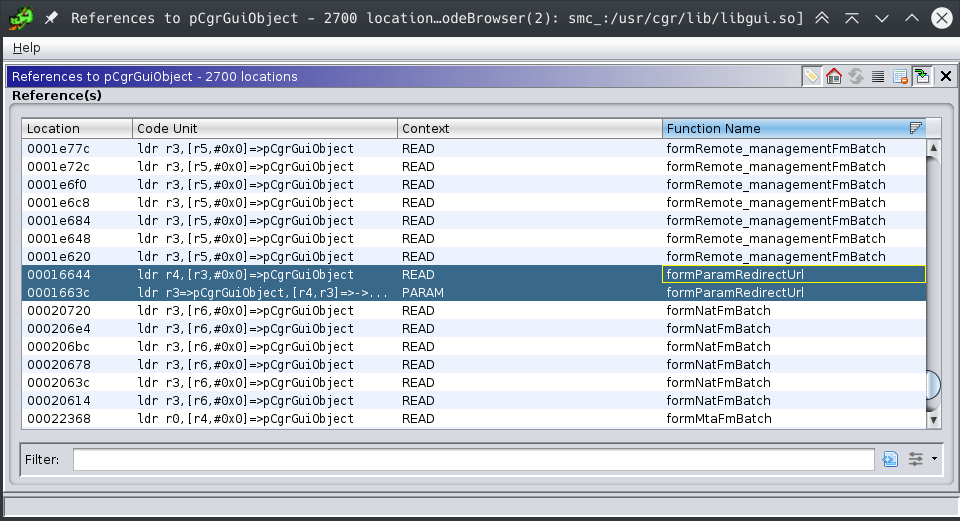 Global reference usage of the pCgrGuiObject in Ghidra Global reference usage of the pCgrGuiObject in Ghidra